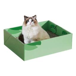 Caixa De Lixo De Gato De Papel Descartável Caixa De Papelão Leve Dobrável Revestimento Impermeável Seguro Para Viagens, Piquenique Em Casa - Image 1