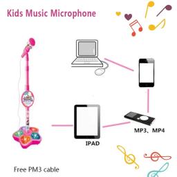 Microfone com luz para crianças, suporte, karaoke, música, instrumento para treinamento cerebral, educacional, menina, menino - Image 2