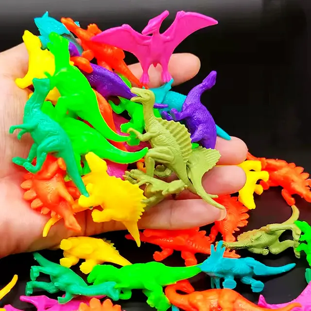 Brinquedos Coloridos de Dinossauro para Crianças - Ideal para Festas de Aniversário, Piñatas e Recompensas - Pacotes com 13 Estilos e Várias Quantidades Disponíveis