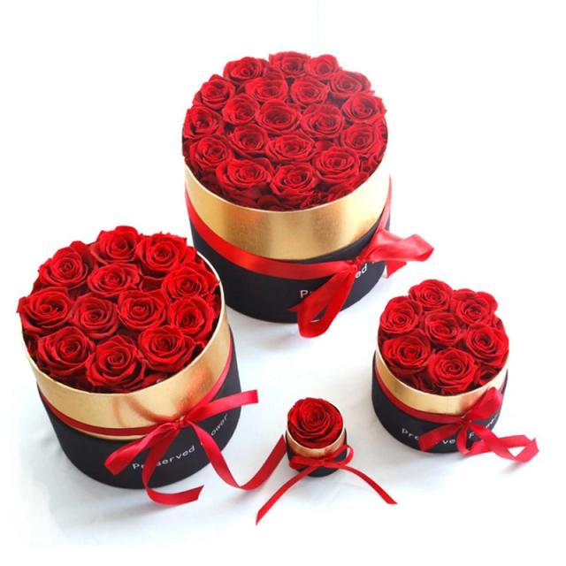 Conjunto de Presentes Eterna Rosa Preservada em Caixa: Decoração Romântica para o Dia dos Namorados e Casamentos