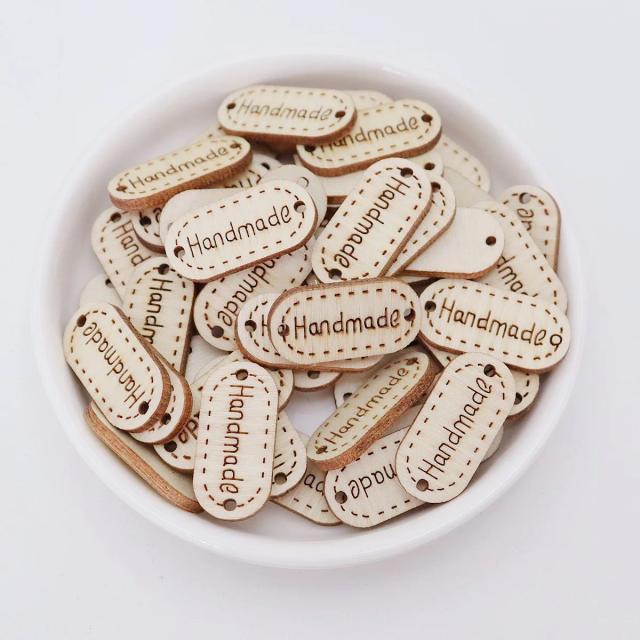 Etiquetas de Madeira Oval Handmade para Artesanato DIY - 100 Peças com 2 Buracos para Presentes e Decoração