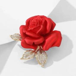 Broches de flor de strass rosa vermelha para mulheres, buquê elegante, bowknot, alfinetes de lapela - Image 4