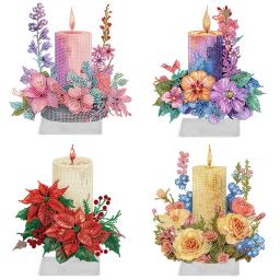 Pintura Diamante Desktop Ornaments Kit, 5D DIY Diamond Art, Decorações de mesa para adultos, Velas em forma especial, plantas, acrílico - Image 1