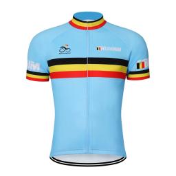 Bélgica corrida camisa de ciclismo dos homens manga curta conjunto bicicleta terno mtb roupas triathlon retro skinsuit verão bib shorts azul - Image 4
