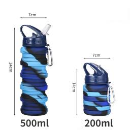 Garrafa de água dobrável de silicone para esportes garrafa de água reutilizável à prova de vazamento com mosquetão garrafa de água dobrável bidon rowerowy - Image 6