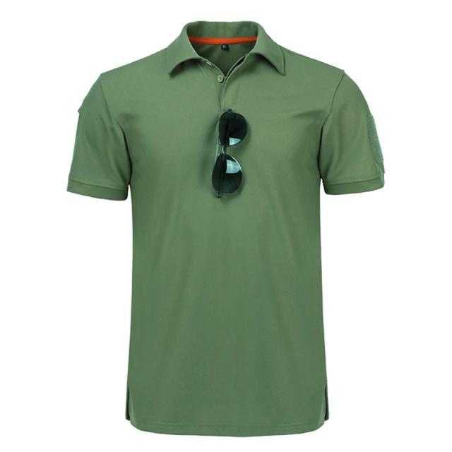 Camisas Polo Masculinas Plus Size de Secagem Rápida para o Verão com Estilo Militar e Manga Tática