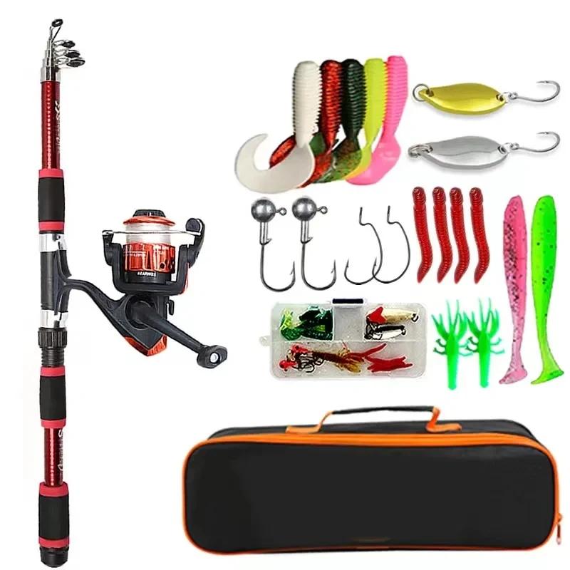 Completo Telescópico Pesca Rod Kit, Pesca Roda, Isca Gancho, Viagem Rod Set - Image 1