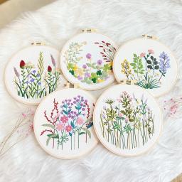 Kit bordado floral bordado para iniciantes e adultos, kit bordado iniciante para flores - Image 1
