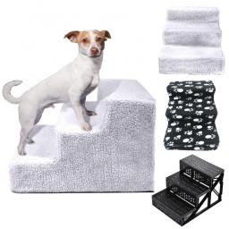 Animais de estimação antiderrapante escalada 3 etapas pano de pelúcia escadas para cães gatos removíveis cama cães escadas escada produtos - Image 1