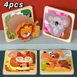 3d bebê quebra-cabeça de madeira montessori brinquedos crianças aprendendo educacional tangram forma tráfego animal dos desenhos animados quebra-cabeça jogos cognitivos - Image 2