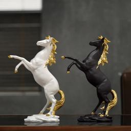 Escultura De Cavalo De Resina Criativa, Modelo De Cavalo Preto Prata Dourada, Decoração De Casa, Decoração De Animais, Sala De Estar, Artesanato De Escritório - Image 2