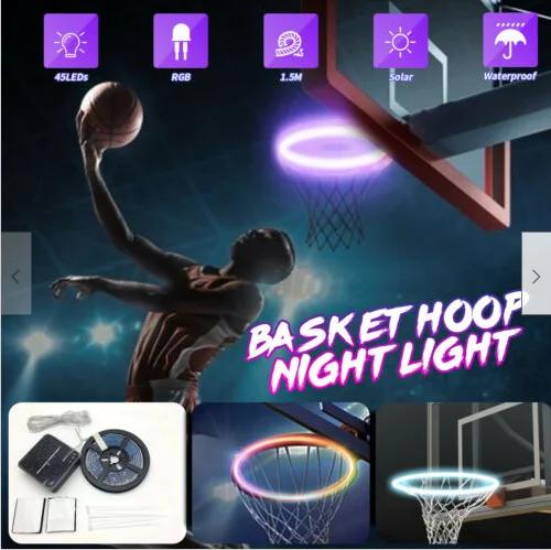 Luz LED Solar para Basquete: Lâmpada à Prova d'Água com Efeitos RGB para Jogos Noturnos ao Ar Livre
