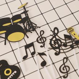 Notas Musicais Criativas Cake Topper, Instrumentos de Música, Festival Cupcake Toppers, Casamento e Festa de Aniversário Decoração do Bolo, 8PCs - Image 3