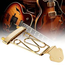 6 cordas de guitarra trapézio tailpiece ponte para archtop jazz guitarra peças reposição chrome & ouro acessórios tailpiece - Image 6
