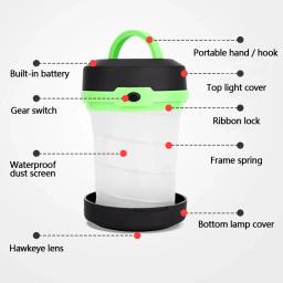 Telescópico e dobrável LED Camping Light, Tent Light portátil, Night Light, Lanterna de emergência, usar bateria AA, Novo - Image 3
