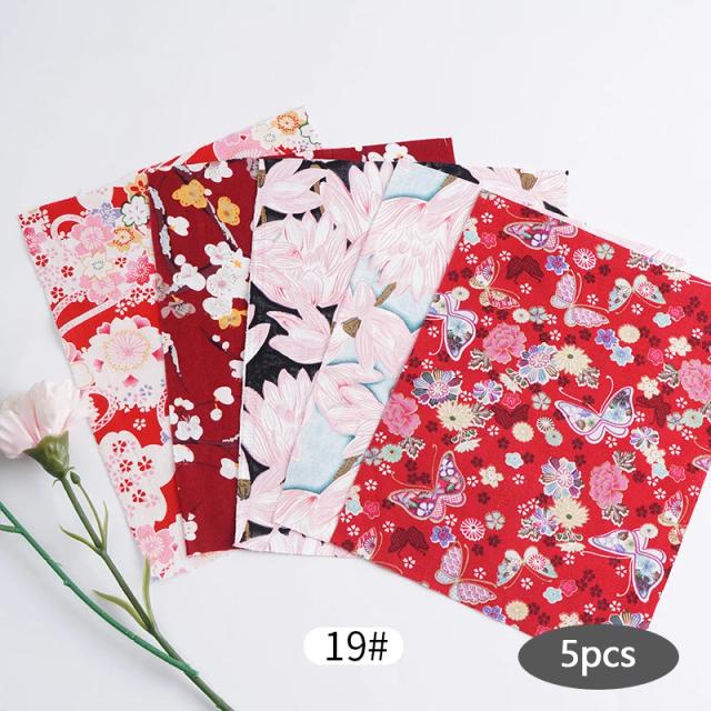 Conjunto de 5 Panos de Algodão Floral Japonês para Quilting e Patchwork – Ideal para Saco de Bonecas e Projetos de Costura