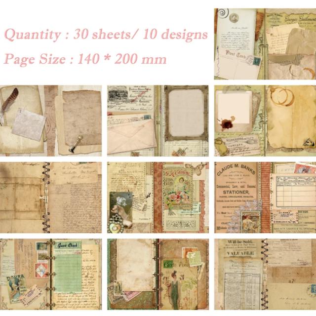 Cartões Panalisa Craft para Scrapbooking Vintage - Pacote Premium Extravagante com 30 Folhas Grandes e Leves