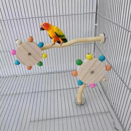 Natural Wooden Bird Perch Stand Toy, Stand Toy para Parrot, Play Gym, Rotate Fun Toy, Acessório de gaiola para periquito Budgie - Image 2