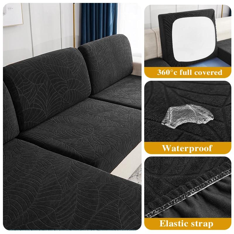 Capa de almofada de assento resistente à água Jacquard, Elastic Grey Sofa Cover, Living Room Furniture Protector for Pet and Kids, Removível - Image 1