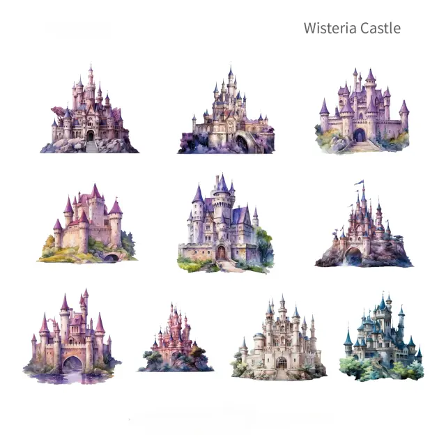 Adesivos de Castelo de Fantasia para Scrapbooking e Artesanato - Pacote com 20 Peças Decorativas e Etiquetas Colantes