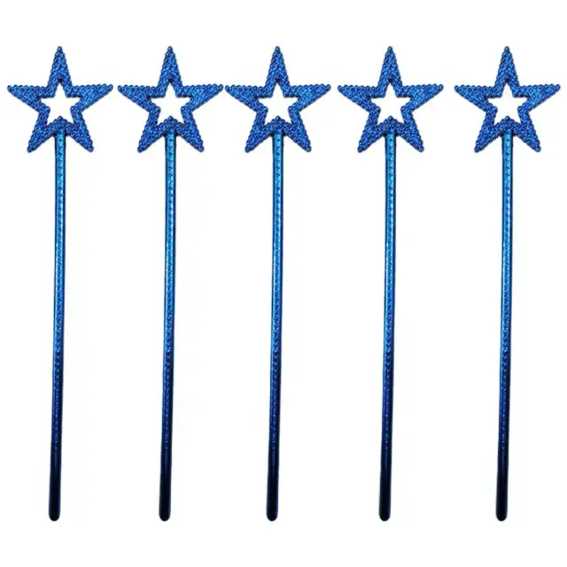 Varinhas de Fadas Decorativas em Forma de Estrela com 5 Peças – Adereços Duráveis e de Acabamento Elegante para Festas