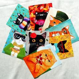 Mão Tingida Algodão Tecido De Linho, Sobremesa Cat Print, DIY Patchwork, Mão Bordados, Quilting Bag, Tecido, 15x20cm, 1Pc - Image 1