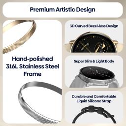 Zeblaze-Smartwatch GTR 3 Pro para homens e mulheres, display AMOLED, fazer e atender chamadas telefônicas, smartwatch fitness em aço inoxidável 316L - Image 2
