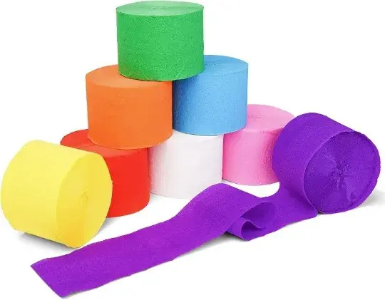 Streamers Coloridos de Papel Crepe com Franjas para Decorações de Festa, Chuveiro de Bebê e Aniversário