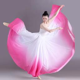 Saias de dança para mulheres, ginástica prática dancewear, fantasia clássica dança, saia gradiente longa, 360 graus, elegante - Image 4