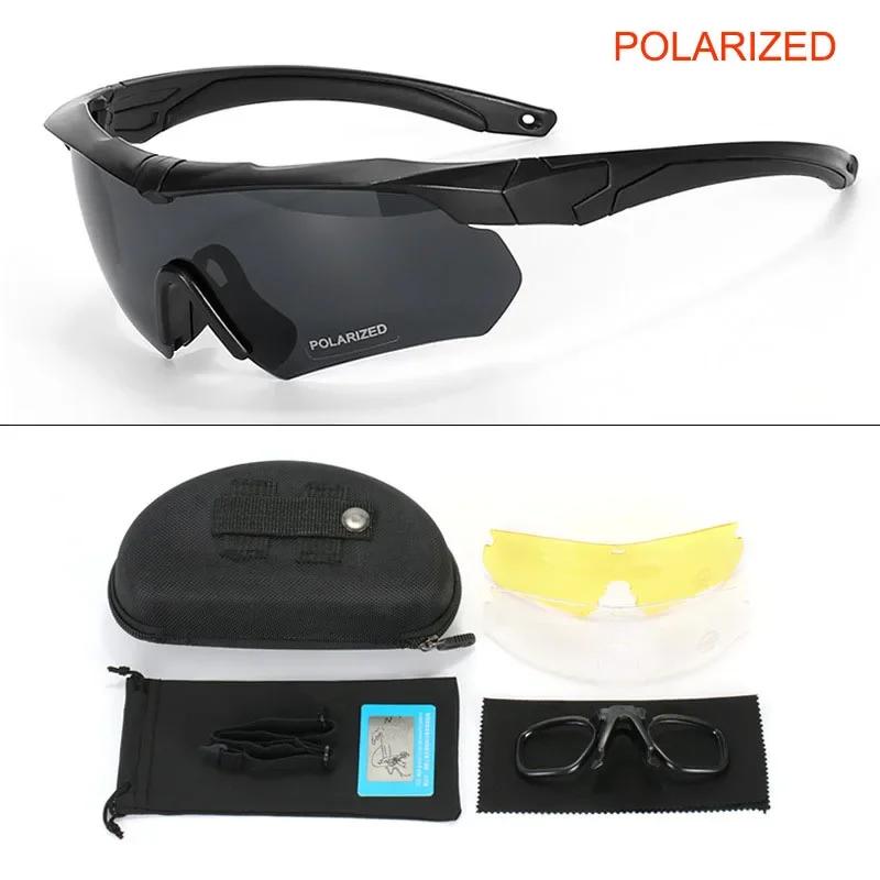 Óculos táticos polarizados para escalada e tiro, Windproof, Dustproof, seguro, óculos de proteção, esporte ao ar livre, CS, Airsoft, 3 Lens - Image 1
