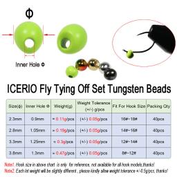 Icerio 40 pçs fora do conjunto contas de tungstênio forma de gota inst grânulos de gabarito de tungstênio pia rápida gabarito ninfa mosca amarrando material truta isca de pesca - Image 2