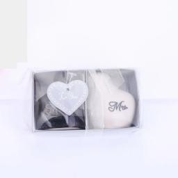 Em Forma de Coração Cerâmica Sal e Pimenta Garrafa, Sr. e Sra, Favor Do Casamento Lembranças, Convidados Presentes, 10 Set - Image 3