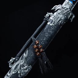 Espada chinesa kongfu feita à mão, aço de alto manganês com lâmina de cor azul, tamanho real, treinamento pronto, chama de prata, catana - Image 5