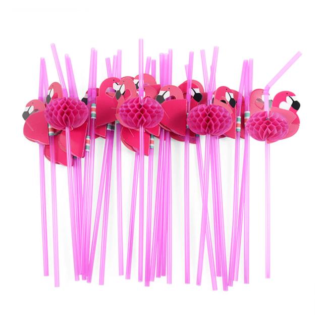 Canudos 3D de Flamingo para Decoração de Praia e Festas de Verão - 50 Peças para Aniversário e Casamento