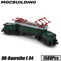 Modelo de exibição do trem locomotivo motorizado, blocos de construção, tijolos locomotivos, motor a vapor HSB, E 94, MOC, construção brinquedos, presentes - Image 6