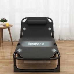 Cama de Solteiro Dobrável Simples, Cama de Acampamento Portátil Multifuncional, Cadeira Reclinável para Escritório, Simples e Sesta, 170cm, Novo - Image 4