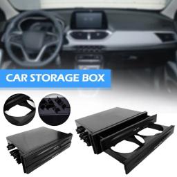 Universal Duplo ou Único Kit De Bolso De Rádio Din, Bebida Camada De Armazenamento mais Titular, Multi-Purpose Cup Box, Gaveta Do Armazenamento Do Carro, B I0W6 - Image 4