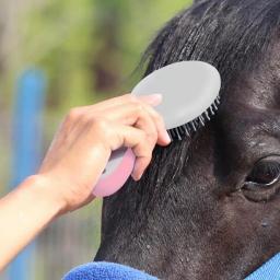 Escova profissional de juba e cauda de cavalo, escova de juba e cauda com alça humanizada, antiderrapante, massagem para animais de estimação, escova de cabelo de cavalo para grosso - Image 2