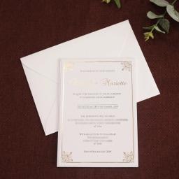 Convites elegantes personalizados do casamento com envelope do cartão do RSVP, bolso de carimbo quente, hardboard branco, cartões nupciais do chuveiro, 100 PCes - Image 4