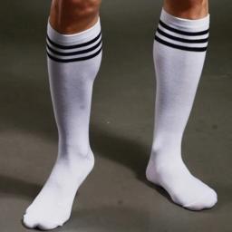 Meias de compressão unisex para o futebol, antiderrapante, longo, joelho, listrado, para o futebol, corrida, atlético - Image 2
