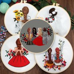 Bordado Kit para Iniciante DIY Wedding Girl Padrão Embroideri Set Artesanato Hobby E Bordado Costura Cross Stitch Hoop - Image 6