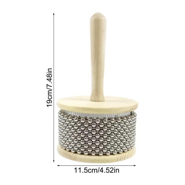Shaker de Madeira Cabasa com Grânulos de Aço Inoxidável para Percussão Manual