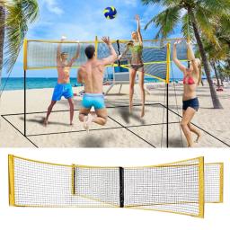 Portátil Badminton Net Set, Vôlei Cruz, Praça, durável Tênis Net, Folding 4-Sides Game Net, Altura Ajustável - Image 1