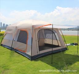 Dupla face Rainproof Outdoor Camping Tent, Família Barracas de Camping, 2 quartos, Oversize, grossa, 5-8 Pessoa, novo, 320X220X195cm - Image 3