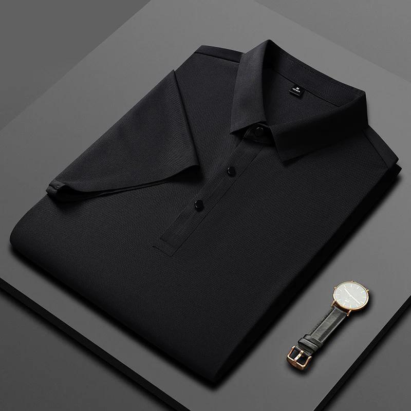 Novos homens de alta qualidade Ice Silk Seamless POLO Camisa Verão Ultra-fino Respirável Esportes ao Ar Livre e Lazer Top Confortável - Image 1