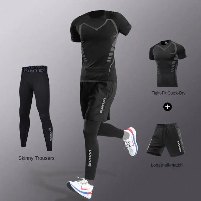 Conjunto Masculino de Fitness e Corrida de Fibra de Gelo: Terno de Treino para Maratona, Ciclismo e Academia com Calças de Moletom