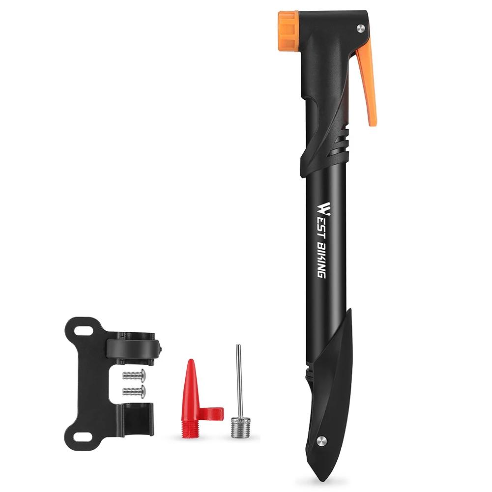 Bomba de mão multifunções com medidor Inflator de ar de bicicleta Cabeça giratória portátil Bomba de basquete para bicicleta 360 graus - Image 1