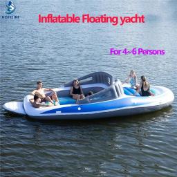 Grande iate flutuante inflável de pvc para 4 a 6 pessoas, ilha de água inflável, cama flutuante, fileira flutuante para várias pessoas, barco de rafting - Image 1