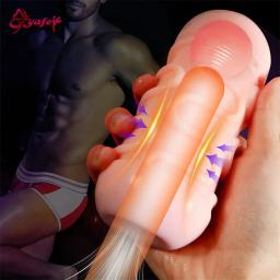Poderoso vibrador vaginal para homens, sexo oral, suprimentos de masturbação, brinquedos sexuais nus para um casal, copo de carne, bunda grande, vibrador para - Image 4