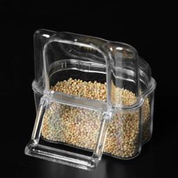 Alimentadores pássaros para gaiola, recipiente alimentos plástico capacidade, caixa transparente com poleiro - Image 4